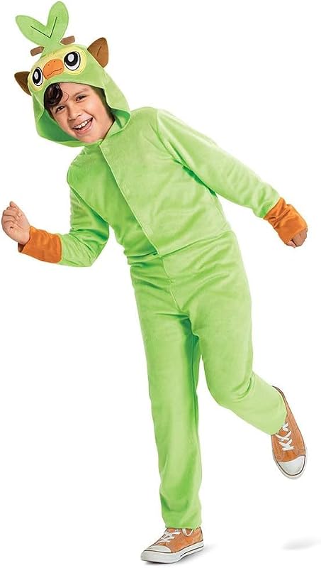 Pokémon Grookey Hooded Jumpsuit Costume for Kids, Classic Size Large (10-12)