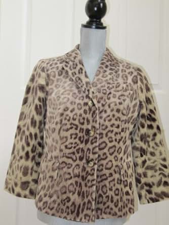 Talbots Womens Velvet Leopard Cheetah Print Blazer Jacket