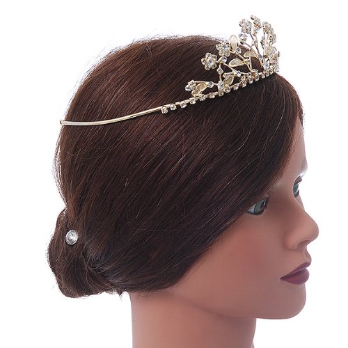 Delicate Bridal/ Wedding/ Prom Gold Plated Austrian Crystal Floral Tiara