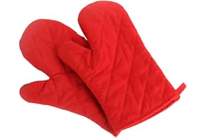 NACHVORN Oven Mitts, Premium Heat Resistant Kitchen Gloves Cotton & Polyester Quilted Oversized Mittens, 1 Pair Red