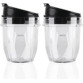 Replacement Cup with Lid (2 Pack), 12oz Cups for Ninja Auto iQ Ninja Blender Auto iQ Seris Ninja CT800C/CT805/CT810/CT810C/CT
