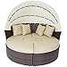 Best Choice Products Retractable Canopy Wicker Daybed for Outdoor - Beige