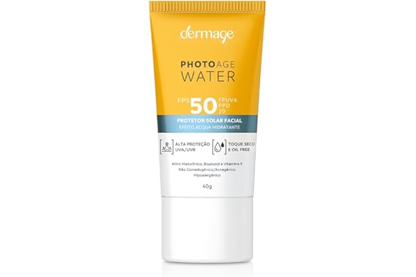 Photoage Water, Protetor Solar Incolor com FPS50 e PPD20, Fórmula Enriquecida com Hialuronato de Sódio e Tecnologia Double UV Protect, 40g