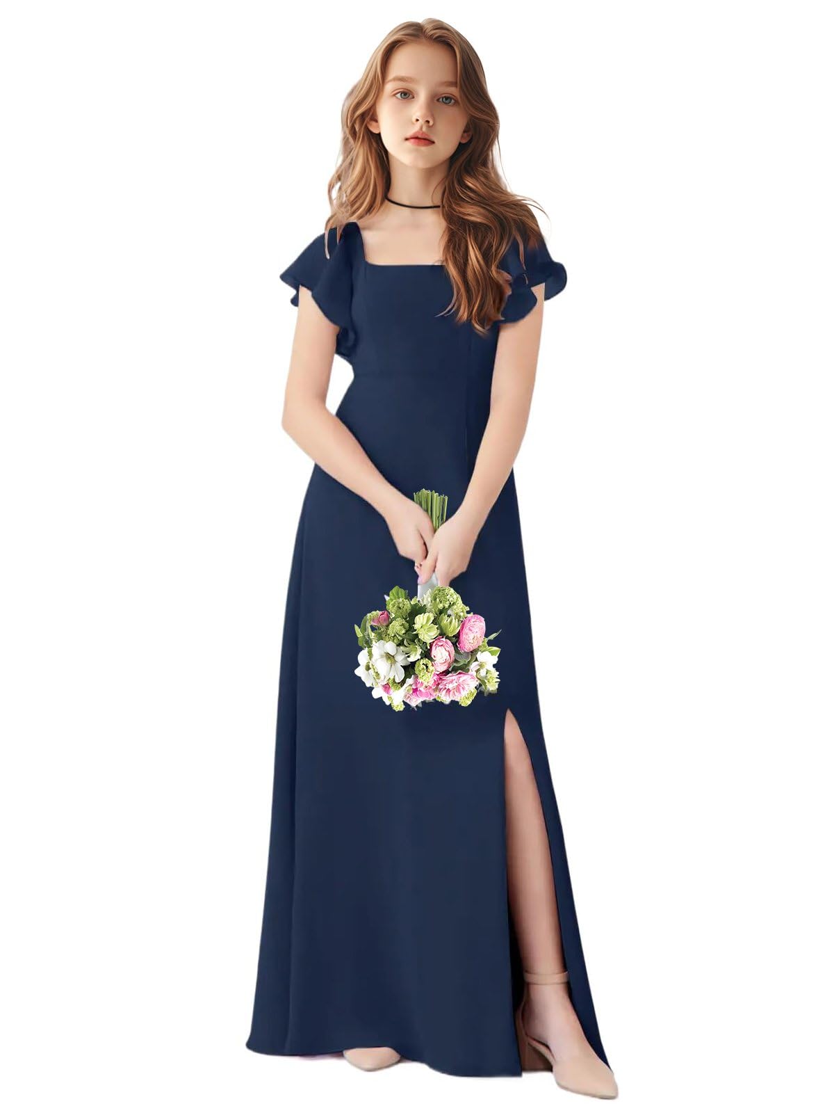 TAISHAN Junior Bridesmaid Dress for Wedding Ruffle