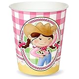 Pink Cowgirl Party Supplies - 9 oz. Paper Cups (8)