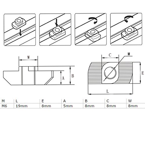 DealMux 4040 Series Aluminum Profiles Extrusion T Slot Nuts M6 Drop in