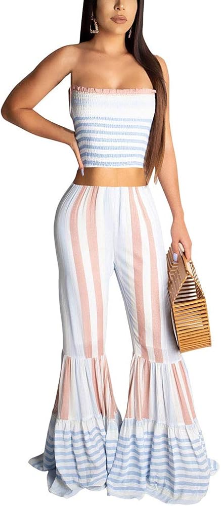 two piece striped jumpsuit