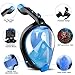 ORSEN Newest Snorkel Mask Foldable 180 Panoramic View Free Breathing Full Face Snorkeling Mask with Detachable Camera Mount, Dry Top Set Anti-Fog Anti-Leak for Adults & Kids (Black Blue, L/XL)