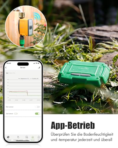RAINPOINT WiFi Soil Moisture Sensor TCS005FRF Must Be Used with WLAN Irrigation Computer TTV103WRF or TTV203WRF, and WiFi Hub TWG004WRF, RainPoint Tuya App Control (2.4GHz)