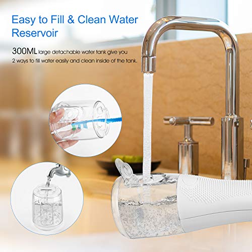 Water Flosser for Teeth - Nivlan Newest Cordless Water Flossing Teeth Cleaner, IPX7 Waterproof Rechargeable Dental Oral Irrigator for Braces & Bridges Care with 300ML Tank, 5 Modes & 6 Jet Tips
