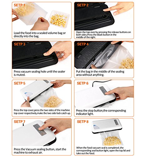 Vacuum Sealer AONOKOY Automatic Manual Vacuum Sealer Machine Food Saver with Starter Kit Vacuum Bags and LED Indicator Lights - Thumbnail 2