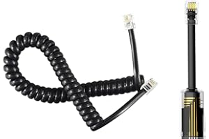 NSGWKZD Telephone Cords for Landline Phones Handset, RJ9 Cable Coiled Wire Tangle Free Black, Dectangler for Desk Phone (1 Set)