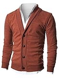 Ohoo Mens Slim Fit shawl Collar Knit Cardigan With Elbow Patch