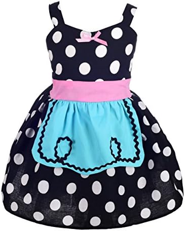 Dressy Daisy Polka Dot Dress With Apron Summer Dresses For Baby Size 12-18 Months Black