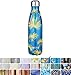 MIRA Vacuum Insulated Travel Water Bottle | Leak-proof Double Walled Stainless Steel Cola Shape Portable Water Bottle | No Sweating, Keeps Your Drink Hot & Cold | 17 Oz (500 ml) (Blue Palm)