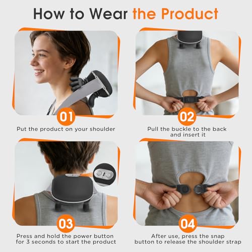 Neck Massager With Heat,Bionic Heated Massager,Shiatsu Deep Kneading for Shoulder, Back & Leg,Back Massager for Home,Travel,Office Use