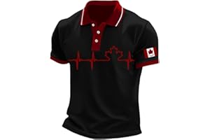 Mens Canada Polo Shirt Vintage Maple Leaf Flag Graphic Golf Shirts Patriotic 1st July Canadian Summer Casual T-Shirt Tee Tops