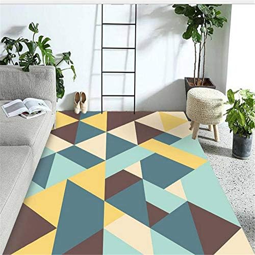 Qlldwxu Rugs Simple Modern Abstract Geometry Brown Blue Yellow Carpet Carpets For The Modern Living Room Bedroom Rugs 100X200Cm