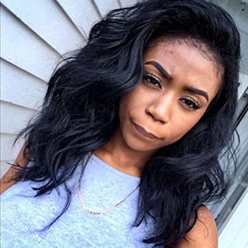 AM Youth Wavy Bob Lace Front Wigs Human Hair Glueless Bob Brazilian Lace Front Wig Virgin Hair with Baby Hair 130 Denisity for Black Women 8" Natural Color
