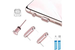 VIWIEU USB C Cover Cap Anti Dust Plug, Cell Phone C Charging Port and Earphone Jack Cap Dirt Protector, Compatible with Samsung Galaxy S22 Pixel OnePlus Laptop MacBook Pro Android Rose Gold 2 PCS
