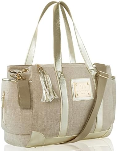 Designer Tote Diaper Bag | Luxurious Design | Large Diapering Baby Totebag | 12 Pockets with Bonus Stylish Changing Mat Clutch | (Classic Tote)