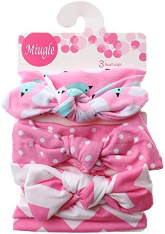 Miugle 3pcs/set Baby Girl Knotted Rabbit Ear Headbands Baby Turban Headwraps (E)