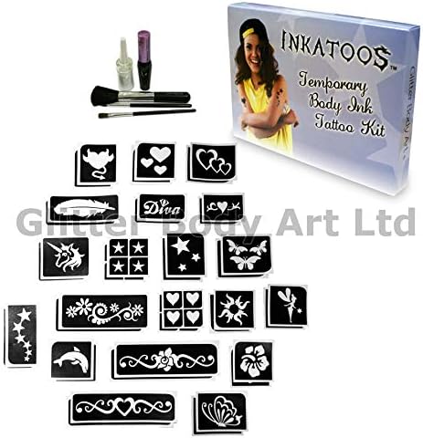 Girls Temporary Tattoo Kit with Ink and Glitter