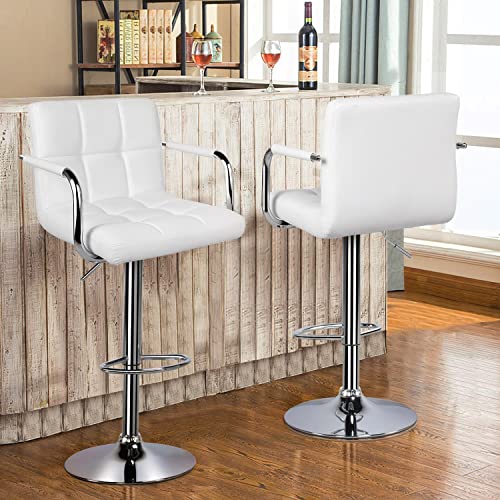 Yaheetech Tall Bar Stools Set of 2 Modern Square PU Leather Adjustable