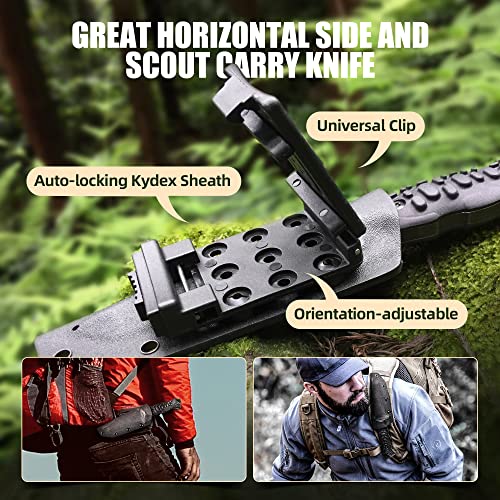 ZUNE LOTOO Tactical Survival Knife Fixed Blade Knife with Sheath D2