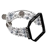 iGK Replacement Band Compatible for Fitbit Blaze,Metal Bracelet Jewelry Replacement Wristband with Metal Frame Compatible for Fitbit Blaze Pearl Gray Large