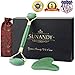 Jade Roller for Face,Jade Facial Roller Anti Aging Jade Roller Massager Natural Jade Face Roller Gua Sha Tool Eye/Neck Beauty Roller for Slimming Rejuvenate Skin Remove Wrinkls (Green Jade Roller)