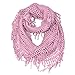 Spinningdaisy Women's Fringe Knitted Crochet Cutout Infinity Scarf Pink Color