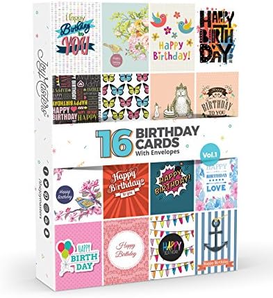 16 x Birthday Cards by Joy MastersTM Vol.1 | Multipack for Men &amp; Woman