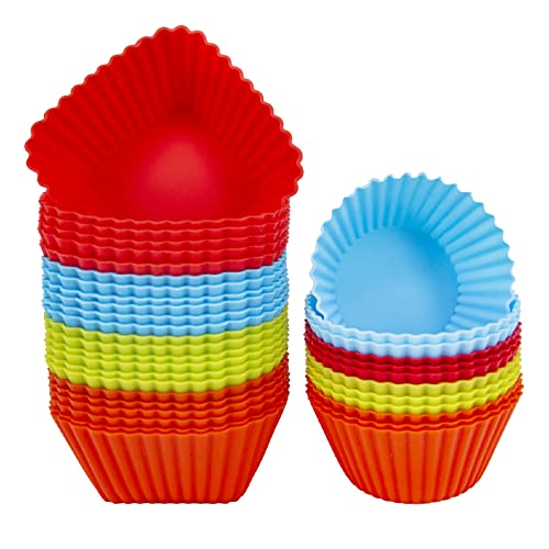 Reusable Silicone Baking Cups of 24 Pack, Square and Round Muffin