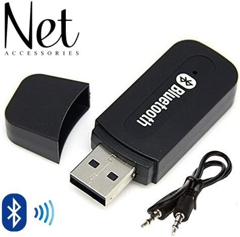 NetAccessories USB Bluetooth Audio Music Receiver Adapter 3.5mm Stereo Output for Car Home Stereo
