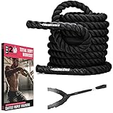 Battle Ropes & Anchor KIT. Full Body Workout Equipment to Lose Fat & Boost Strength. Fast & Efficient Training in Less Than 20 Minutes. Premium 1.5 Inch Battling Rope in 30, 40 & 50 Ft