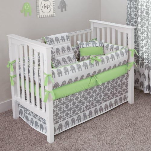 Custom Boutique Baby Bedding - Ele Green - 5 Pc Crib Bedding Set