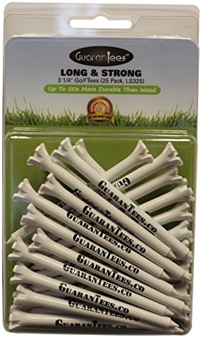 Golf Tees, Guarantees Long & Strong, 3 1/4″ Nearly Unbreakable Plastic, Low Friction, Consistent Height, 25 Pack of Tees for Golf, Made in USA, Guarantee