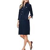 Corduroy Dress for Women Long Sleeve Shift Dress Button Down V Neck Midi Dress