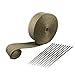ARTR Titanium Lava Fiber 2" x 50' Exhaust Header Wrap Kit with 10pcs 11.8 Inch Stainless Locking Ties primary