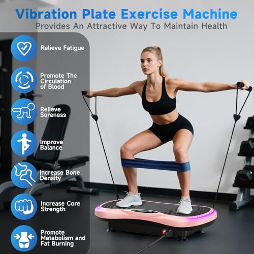 Vibration Plate Exercise Machine for Lymphatic Drainage, Vibration Machine for Full-Body Weight Loss Shaping, Vibrate Fitness Platform 400 Lbs & 200 Adjustable Speeds