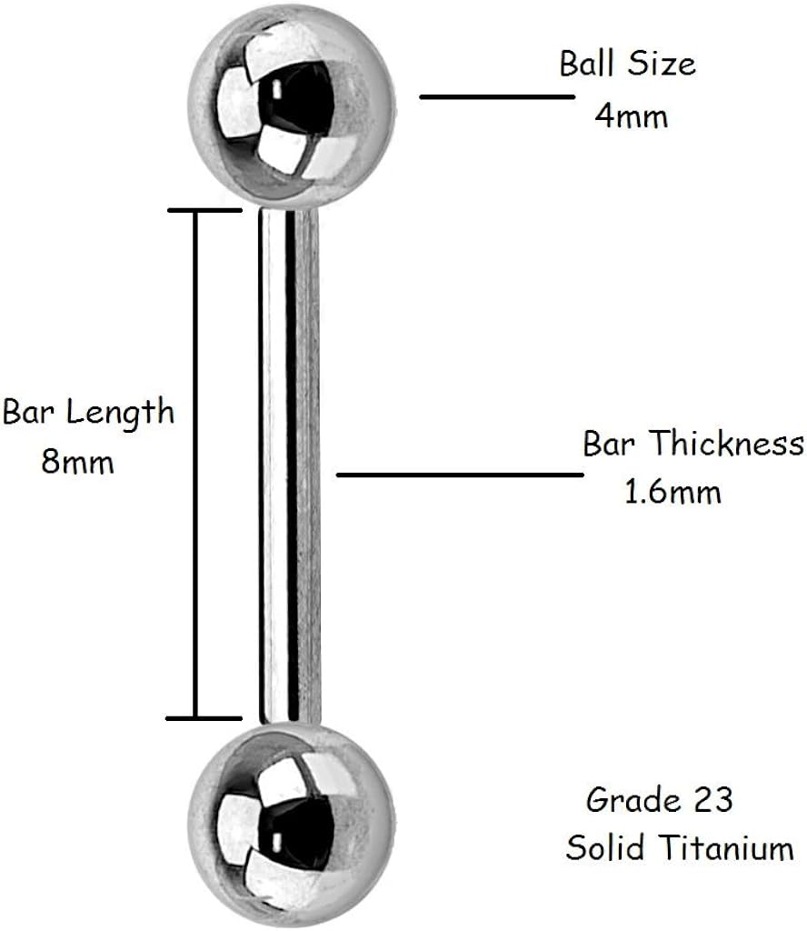 PiercedOff Titanium Internally Threaded Barbell 14GA(1.6mm) - Image 4