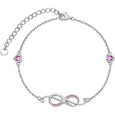 LEECCI Sister Bracelets for Women 925 Sterling Silver Infinity Bracelet Birthstone Sister Jewelry for Women