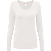 Underscrub Long Sleeve Women - Scoop Neck Scrubs Undershirt Soft Stretch Fitted Top