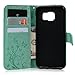 Galaxy S7 Edge Wallet Case - Mavis's Diary Fashion Floral Butterfly Embossed PU Leather Magnetic Flip Cover Card Holders & Wrist Strap for Samsung Galaxy S7 Edge with Bling Dust Plug & Pen - Green