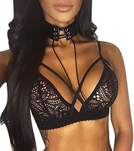 CHNS Women Sexy Strappy Lingerie Lace See-Through Bras Top Seamless Bralette