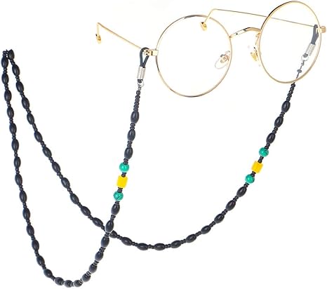 Amazon Co Jp メガネチェーン 眼鏡ストラップ ノンスリップ手作りビーズメガネチェーンレトロブラックメガネチェーンサングラスアクセサリー 軽くてネックレスにもなる 色 Black ホーム キッチン