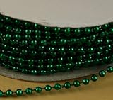 3mm Faux Pearl Plastic Beads on a String Craft Roll Metallic Green