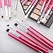 Jessup Professional Natural-Synthetic Eye Makeup Brushes Set 15pcs for Eyeshadow Blending Concealer Eyeliner Eyebrow, Rose Carmine/Silver T197