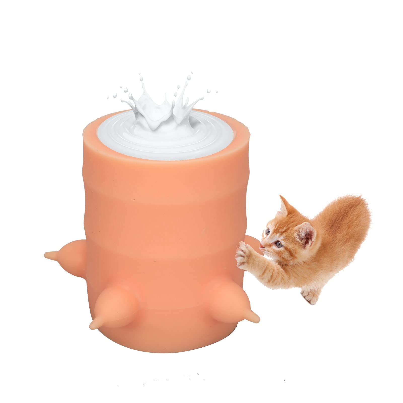 Zerodis 400ml Pet Milk Feeder Puppies Milk Water Feeding Multiple Nipples Soft Silicone Wide Caliber Design Pet Milk Bowl with Lid for Puppies Kittens